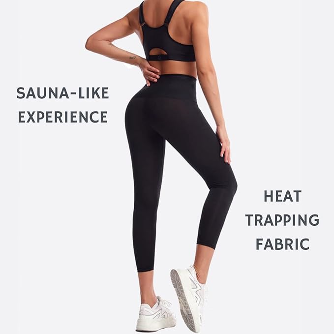 Sauna Sweat Suit Weight Loss Shapewear Leggings Pants Pockets Waist Trainer Body Sweatsuit Exercise Fitness Gym Women Girls