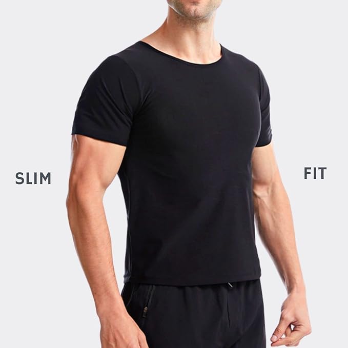 Sauna Sweat Suit Weight Loss Shapewear Top Shirt Waist Vest Trainer Workout Exercise Fitness Gym Short Sleeves Men