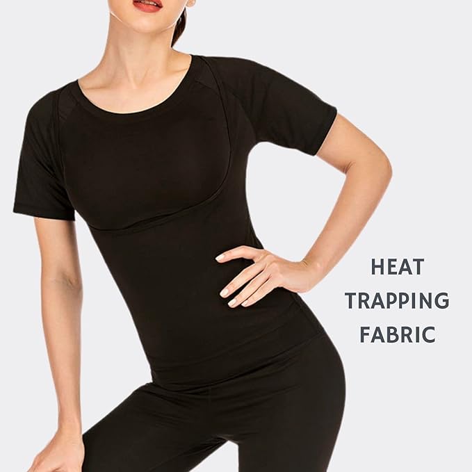 Sauna Sweat Suit Weight Loss Shapewear Top Waist Trainer Workout Sweatsuit Exercise Short Sleeve Shirt Women Girl